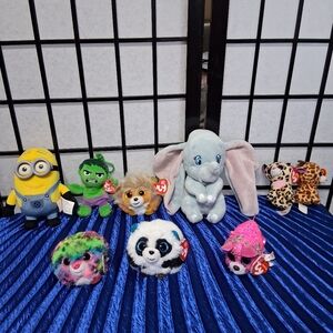 Ty Plush Toy Collection - Yellow, Green, Blue, Pink, White